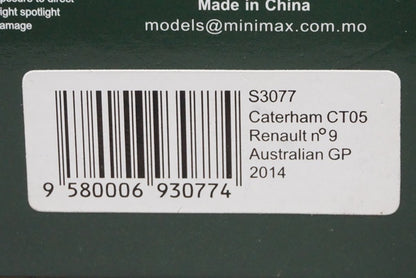 1:43 SPARK S3077 Caterham CT05 Renault Australian GP 2014 #9 Marcus Ericsson