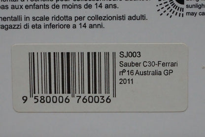 1:43 SPARK SJ003 Sauber C30 Ferrari Australian GP 2011 #16 Kamui Kobayashi