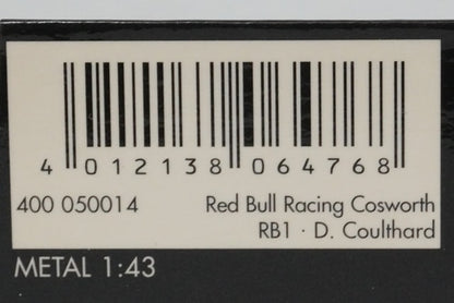 1/43 MINICHAMPS 400050014 Red Bull Racing Cosworth RB1 #14 D. Coulthard