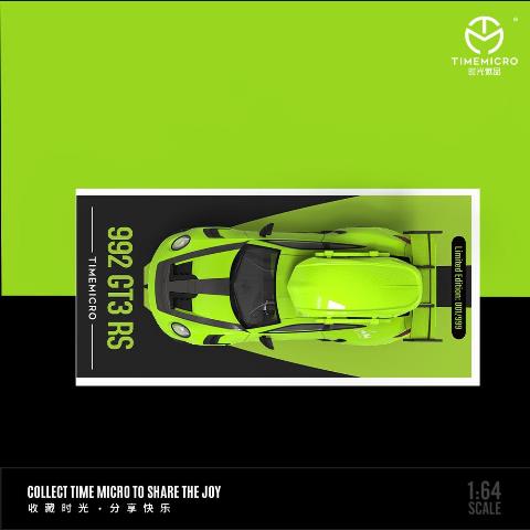 TM644632-2 TimeMicro 1:64 Porsche 992 GT3 RS Matte Black Wheels Green