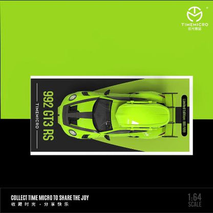 TM644632-2 TimeMicro 1:64 Porsche 992 GT3 RS Matte Black Wheels Green