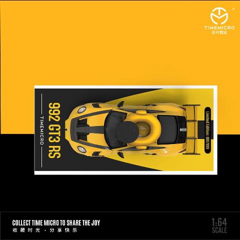 TM644633-2 TimeMicro 1:64 Porsche 992 GT3 RS Matte Black Wheels Yellow
