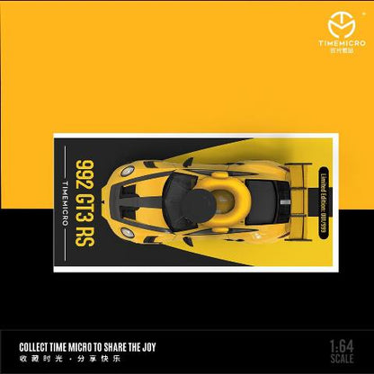TM644633-2 TimeMicro 1:64 Porsche 992 GT3 RS Matte Black Wheels Yellow