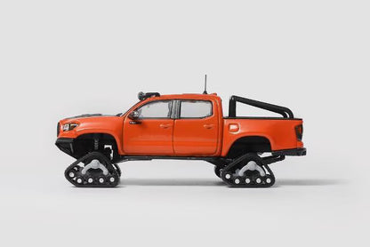 KS-077-507 GCD Gaincorp Products 1:64 Toyota Tacoma Hyper Delta Caterpillar Tacoma Snow Version Orange Red (LHD)