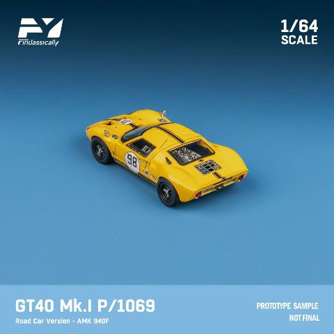 [ Pre-order ] FY64095 Finclassically 1:64 GT40 Mk.I P1069 #98 Yellow Road Car Version