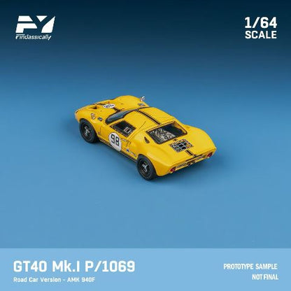 [ Pre-order ] FY64095 Finclassically 1:64 GT40 Mk.I P1069 #98 Yellow Road Car Version