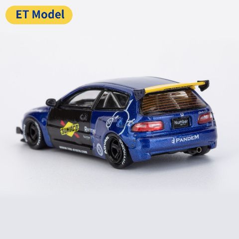 [ Pre-order ] MC640015A ET Model x MC Model Collect 1:64 Honda Pandem Civic EG6 5th Mk5 Rocket Bunny Wide-Body Modified Vehicle, Blue Yellow