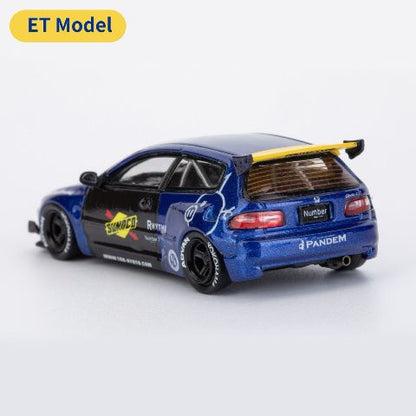 [ Pre-order ] MC640015A ET Model x MC Model Collect 1:64 Honda Pandem Civic EG6 5th Mk5 Rocket Bunny Wide-Body Modified Vehicle, Blue Yellow