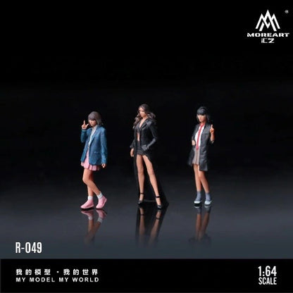 MO223049 MoreArt 1:64 WINDBREAKER AND PRETTY GIRL DOLL SET - Set of 3 Cute Girls in Long Coats and Jackets