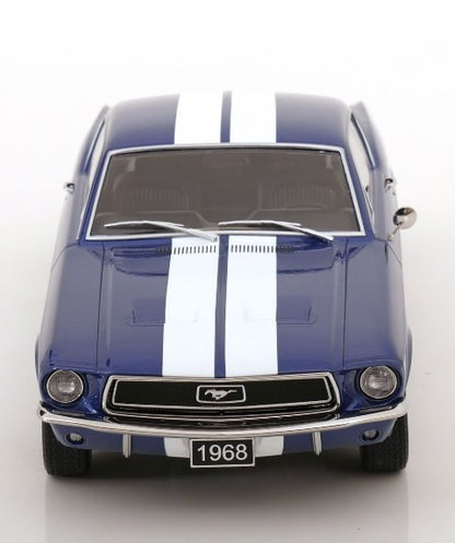 [ Pre-order ] KKDC181394 KK scale 1:18 Ford Mustang GT Fastback 1968 Blue Metallic/White