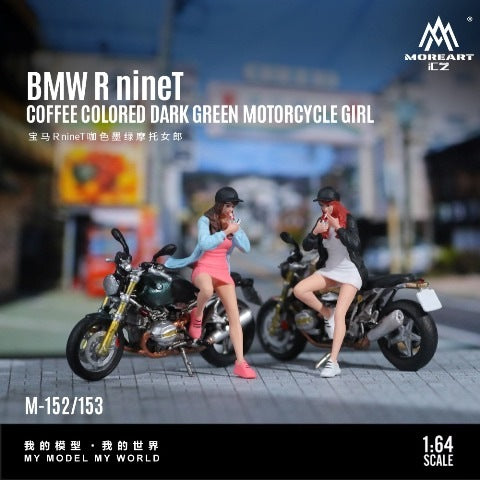 MO222152 MoreArt 1:64 BMW R nineT MOTORCYCLE GIRL with Female Figure Brown
