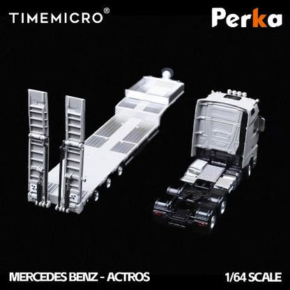 TM646731 TimeMicro & Perka 1:64 Mercedes-Benz Flatbed Transporter Truck, White