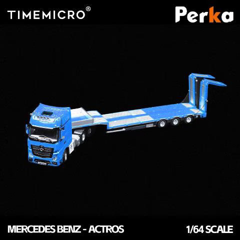TM646733 TimeMicro & Perka 1:64 Mercedes-Benz Flatbed Transporter Truck, Blue