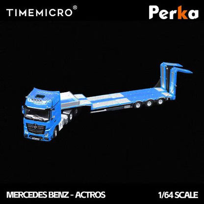 TM646733 TimeMicro & Perka 1:64 Mercedes-Benz Flatbed Transporter Truck, Blue