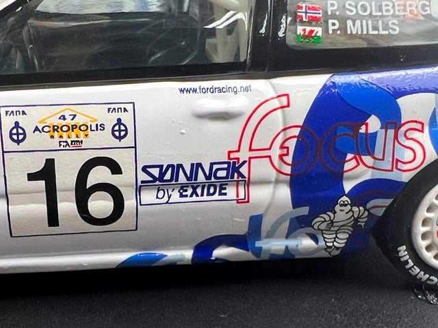 1:43 VITESSE SKM142 Ford Focus WRC ACROPOLIS Rally 2000 #16 P. Solberg P. Mills model car