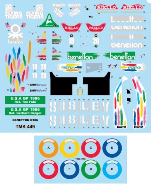 [ Pre-order ] TMK 449 Tameo Kit 1:43 BMW BENETTON BMW B186 USA U.S.A. GP 1986 G. Berger - T. Fabi white metal kit model