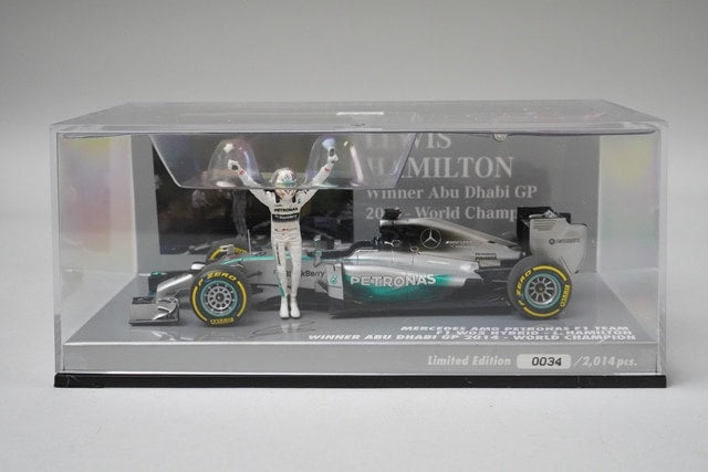 1:43 MINICHAMPS 410140644 Mercedes AMG Petronas F1 Team W05 Hybrid Abu Dhabi GP 2014 #44 L. Hamilton model car