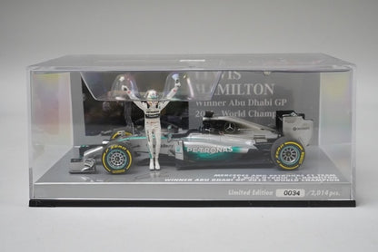 1:43 MINICHAMPS 410140644 Mercedes AMG Petronas F1 Team W05 Hybrid Abu Dhabi GP 2014 #44 L. Hamilton model car