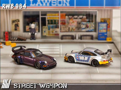 [ Pre-order ] SW Street Weapon 1:64 RWB 964 Wide-Body Modified Modification Matte Silver Martini