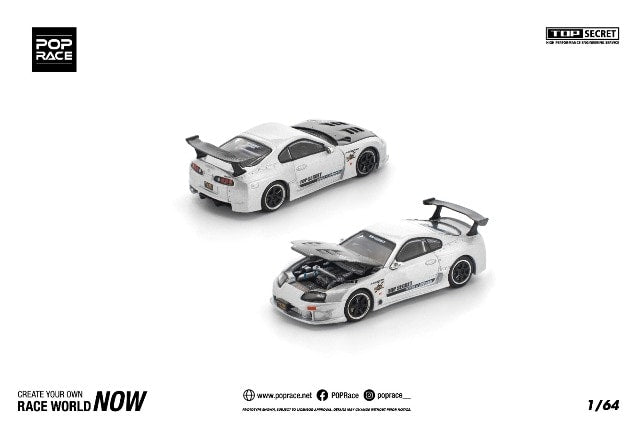 [ Pre-order ] PR640324 POP RACE 1:64 Toyota Supra TOP SECRET GT300 SUPRA SILVER