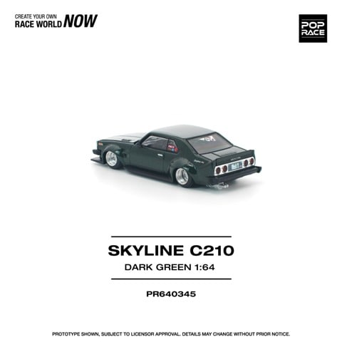 [ Pre-order ] PR640345 POP RACE 1:64 Nissan Skyline C210 DARK GREEN