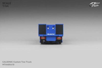 Micro Turbo 1:64 Nissan Flatbed Transport Trailer Metallic Blue model car