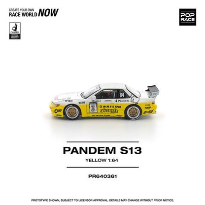 [ Pre-order ] PR640361 POP RACE 1:64 S13 Silvia Pandem Rocket Bunny Yellow-White #84