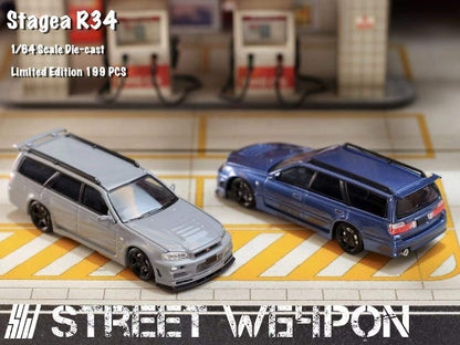 Street Weapon 1:64 Nissan Stagea R34 GT-R Wagon metallic blue