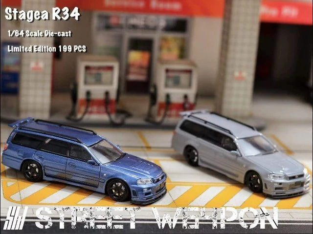 Street Weapon 1:64 Nissan Stagea Modified STAGEA R34 GT-R Wagon cement gray