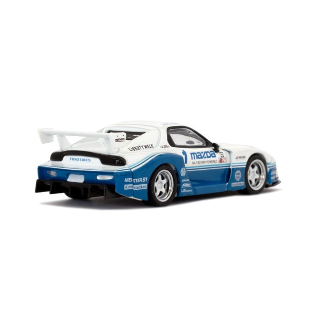 MC198-WHBL TSM MINI-GT 1:64 Mazda RX-7 LB-Super Silhouette White x Blue LBWK blister pack