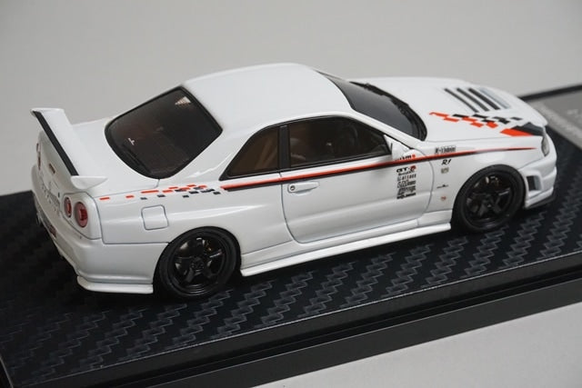 1:43 HPI 8379 Mirage Nissan Nismo R34 GT-R R-tune White model car