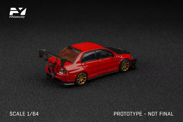FY64108 Finclassically 1:64 Mitsubishi Lancer Evolution 9 EVO Ⅸ Modified Red / Carbon Bonnet Ver.