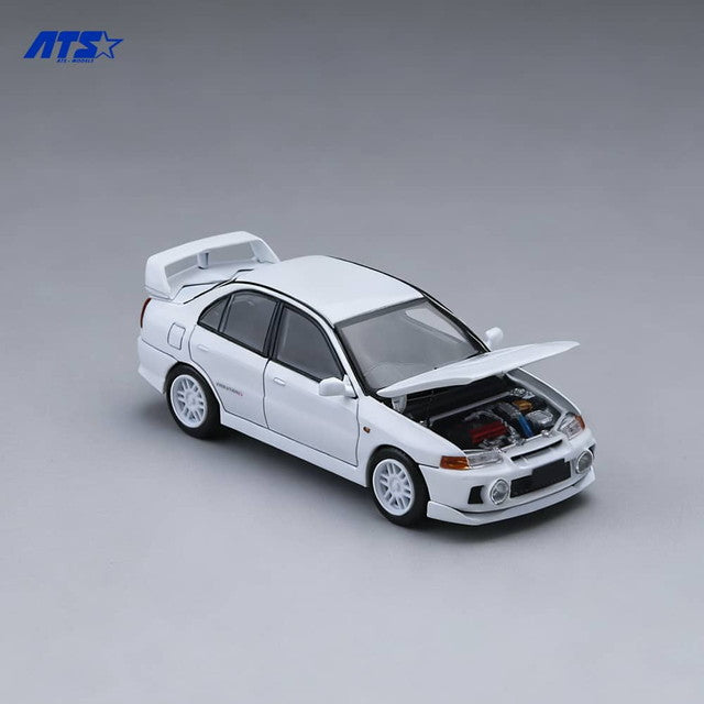 [ Pre-order ] ATS881001 ATS 1:64 Mitsubishi Lancer Evolution IV White with Opening and Closing Hood