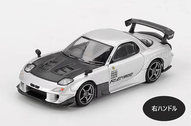 MGT01106-R TSM MINI-GT 1:64 Mazda RX-7 RE Amemiya Silver Metallic (Right-hand drive)