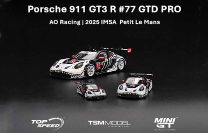 [ Pre-order ] MGT01143-BL TSM MINI-GT 1:64 Porsche 911 GT3 R IMSA Petit Le Mans 2025 #77 AO Racing (Left-Hand Drive) Blister Pack