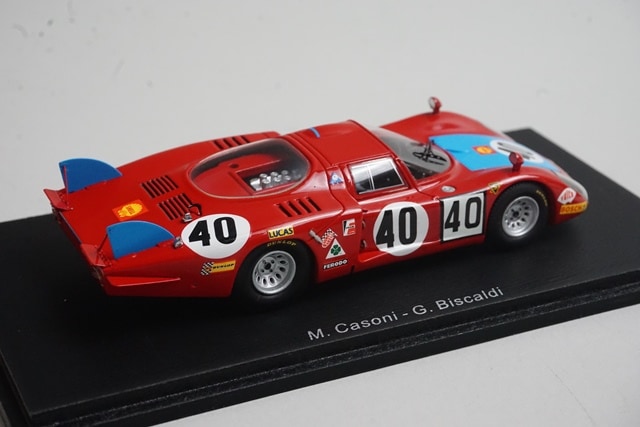 1:43 SPARK S4368 Alfa Romeo 33/2 Le Mans 6th place 1968 #40 M. Casoni G. Biscardi model car