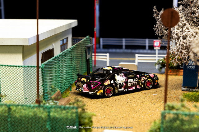 [ Pre-order ] T64G-018-HK Tarmac Works × Mijo 1:64 Nissan Vertex Nissan Silvia (S14) Sanrio Hello Kitty BLACK CHROME