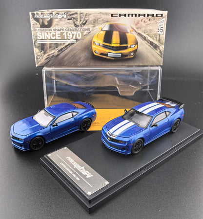 [ Pre-order ] Fine Works 64 1:64 Chevrolet Camaro 5th Generation Metallic Blue with White Decals