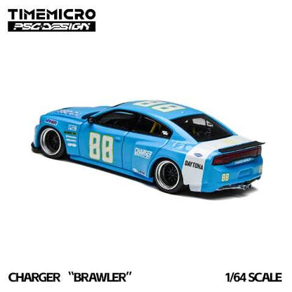 [ Pre-order ] TM648202 Time Mirco TM x PSC Design 1:64 Charger Dodge Charger Blue Daytona #88