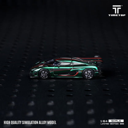 [ Pre-order ] TT644817 TimeTop x Time Model 1:64 Koenigsegg One 1 Rear Cover Opening, Metallic Green