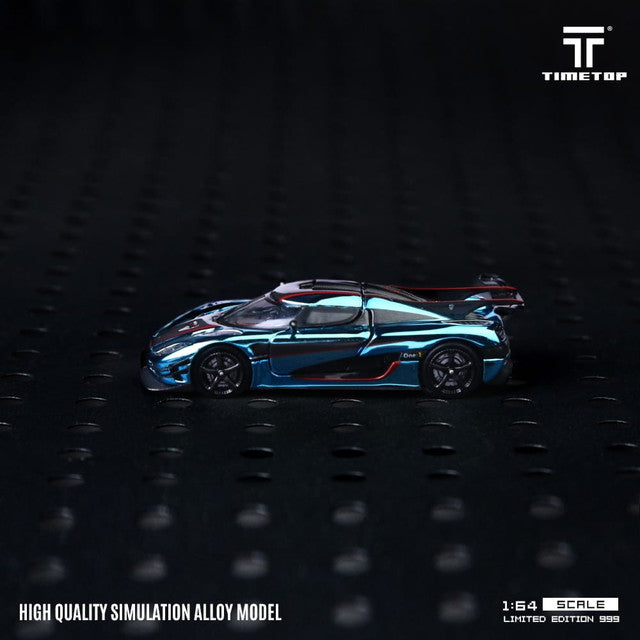 [ Pre-order ] TT644818 TimeTop x Time Model 1:64 Koenigsegg One 1 Rear Cover (Opening) Metallic Ice Blue