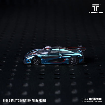 [ Pre-order ] TT644818 TimeTop x Time Model 1:64 Koenigsegg One 1 Rear Cover (Opening) Metallic Ice Blue