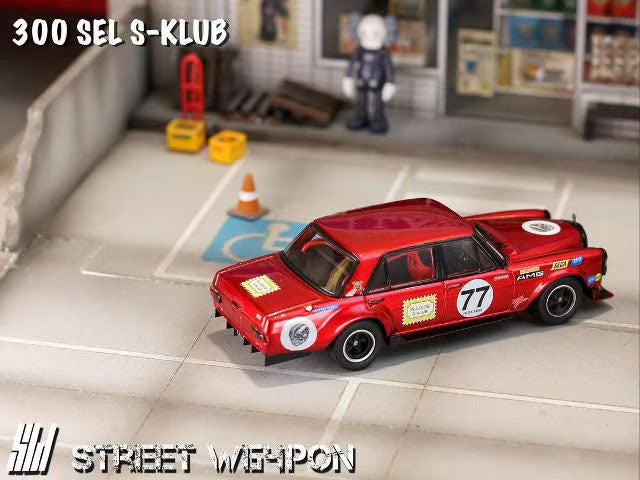 [ Pre-order ] SW Street Weapon 1:64 300SEL S-KLUB Modified Red Pig