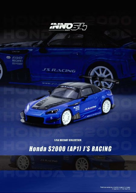 [ Pre-order ] IN64-S2000JS-BLUE INNO MODELS 1:64 Honda S2000 J'S RACING Blue