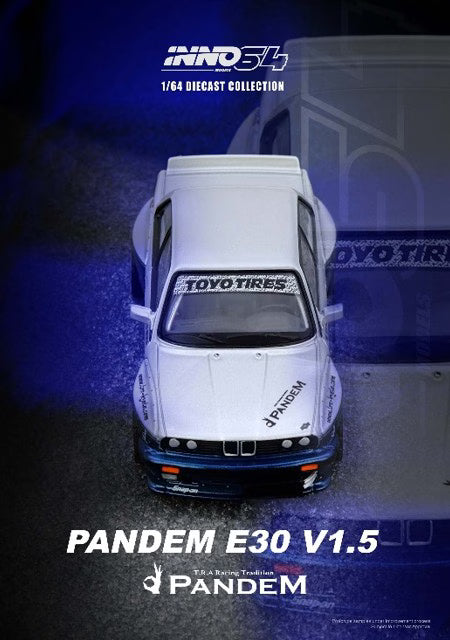 [ Pre-order ] IN64-E30P-SILBLU INNO MODELS 1:64 PANDEM E30 M3 Silver/Blue