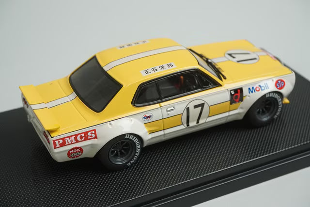 1:43 EBBRO 44140 Nissan Skyline GT-R KPGC10 Racing Fuji 1972 #17 Yellow White model car