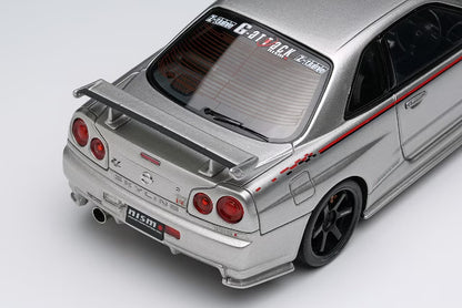 [ Pre-order ] EM792 Make Up EIDOLON 1:43 Nissan NISMO R34 Z-tune Prototype 2001 Silver with NISMO Stripes