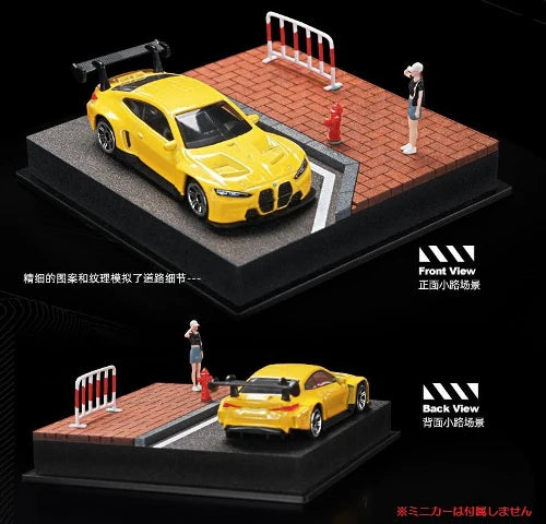 SCJ82015-A 収蔵家 Diorama 1:64 Street Corner Mini Diorama 004 Orange Brick Sidewalk