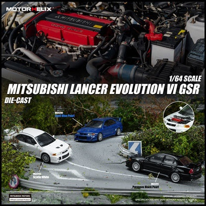 [ Pre-order ] M64205 MOTORHELIX 1:64 Mitsubishi Lancer Evolution VI GSR Issel Blue Pearl