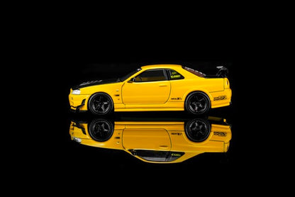 [ Pre-order ] M63475 MOTORHELIX 1:64 Nissan Skyline GT-R (R34) Customized Lightning Yellow w/GT Aero Kit
